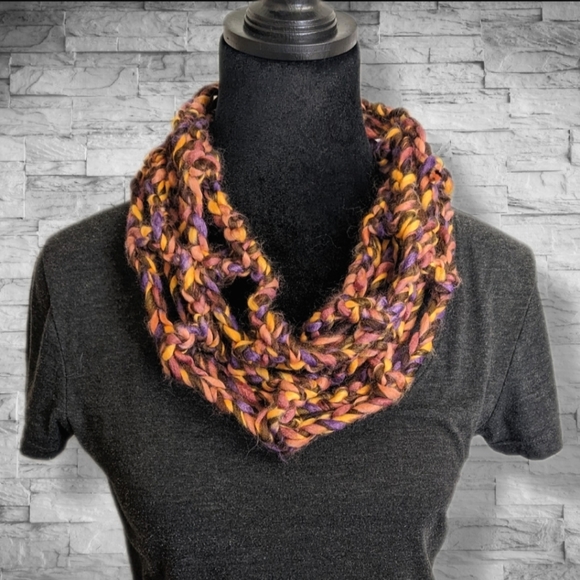 Hand Crafted Accessories - Handmade Infinity Wrap Scarf by me! 😍 Fall Autumn Colors Fringe Boho Chunky